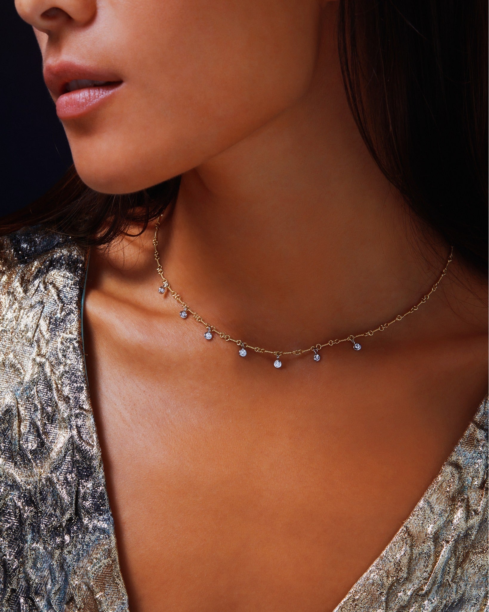Roberto Coin DogBone White Gold Diamonds Necklace