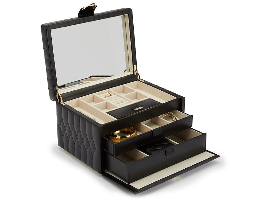 Wolf Caroline Black Medium Jewelry Case