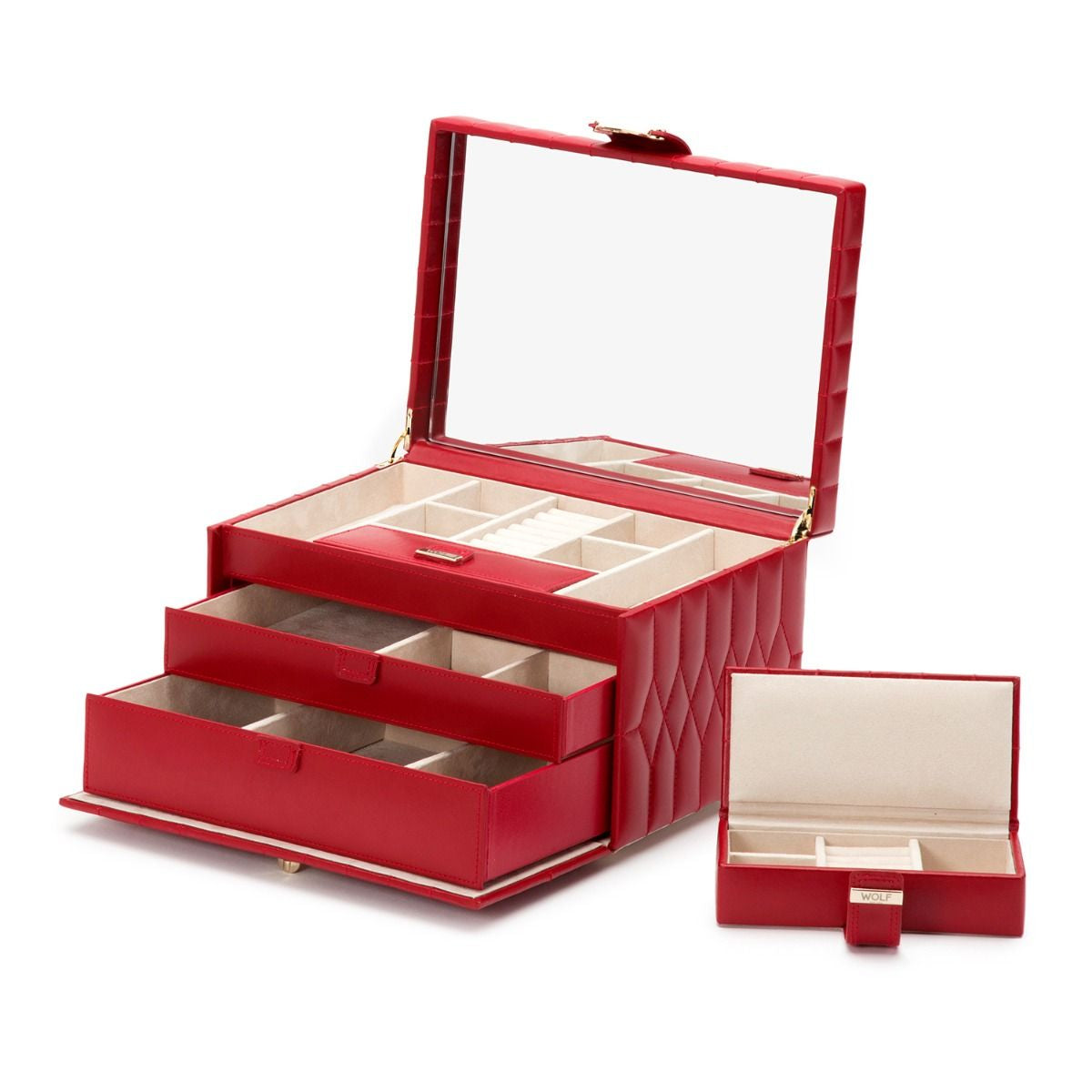 Wolf Caroline Red Medium Jewelry Case