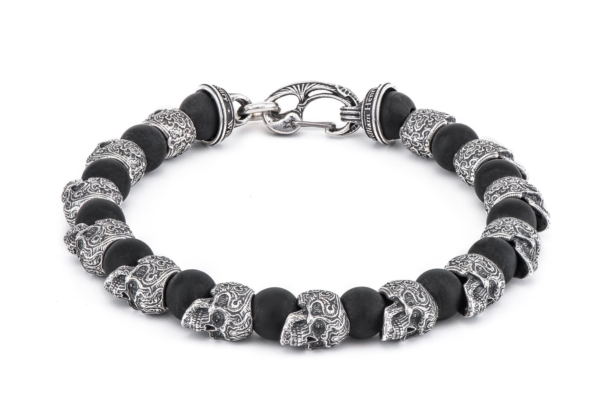 William Henry Shaman Onyx & Silver Skull Bracelet