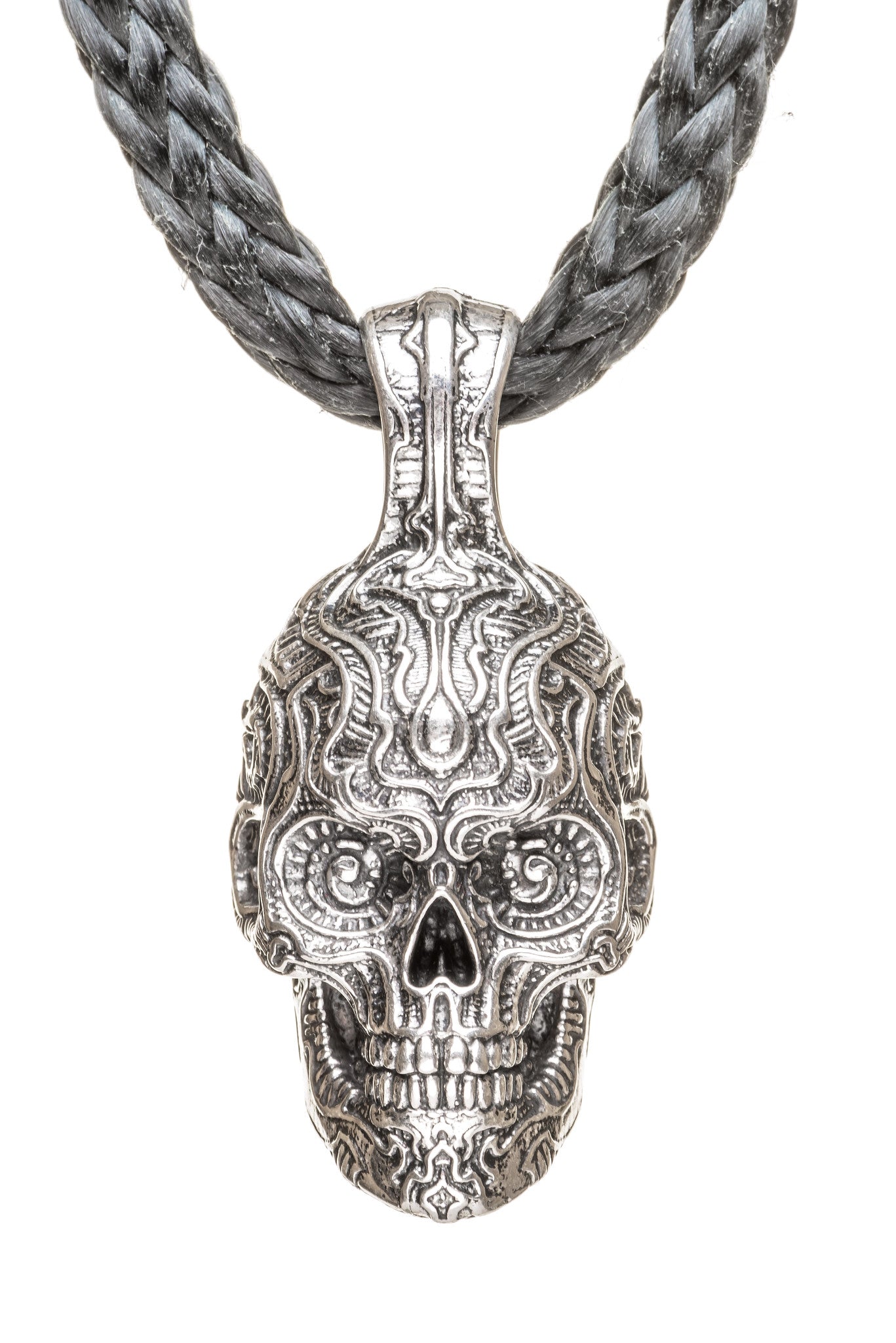 William Henry Cristobal Skull Necklace on Black Bronze Necklace