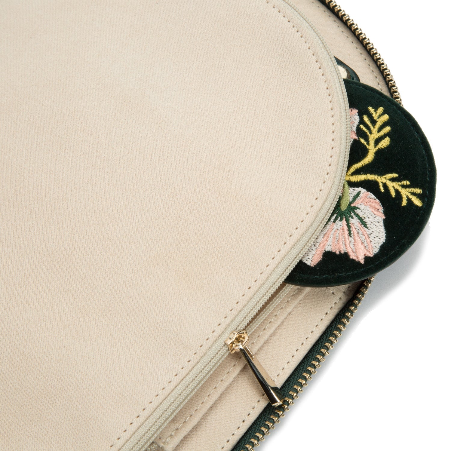 Wolf Zoe Flower Velvet Jewelry Portfolio in Forest Green