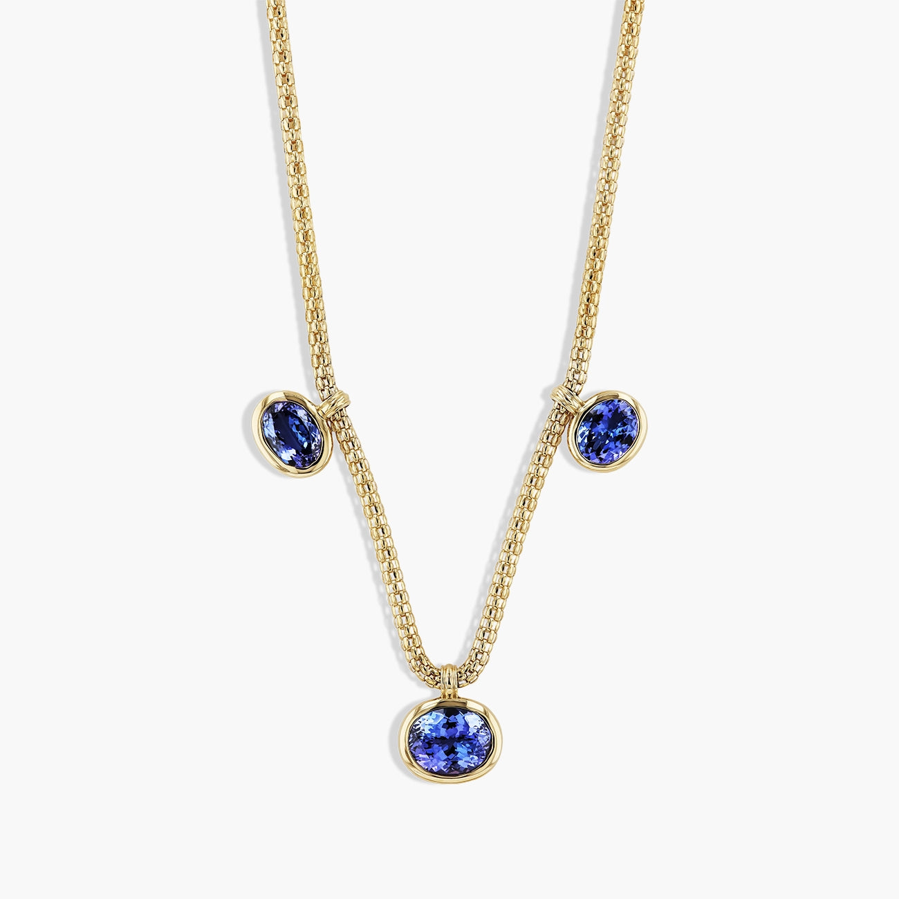 17 Carat Oval Tanzanite Bezel Necklace