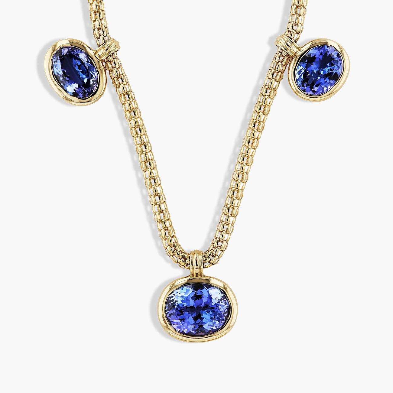 17 Carat Oval Tanzanite Bezel Necklace