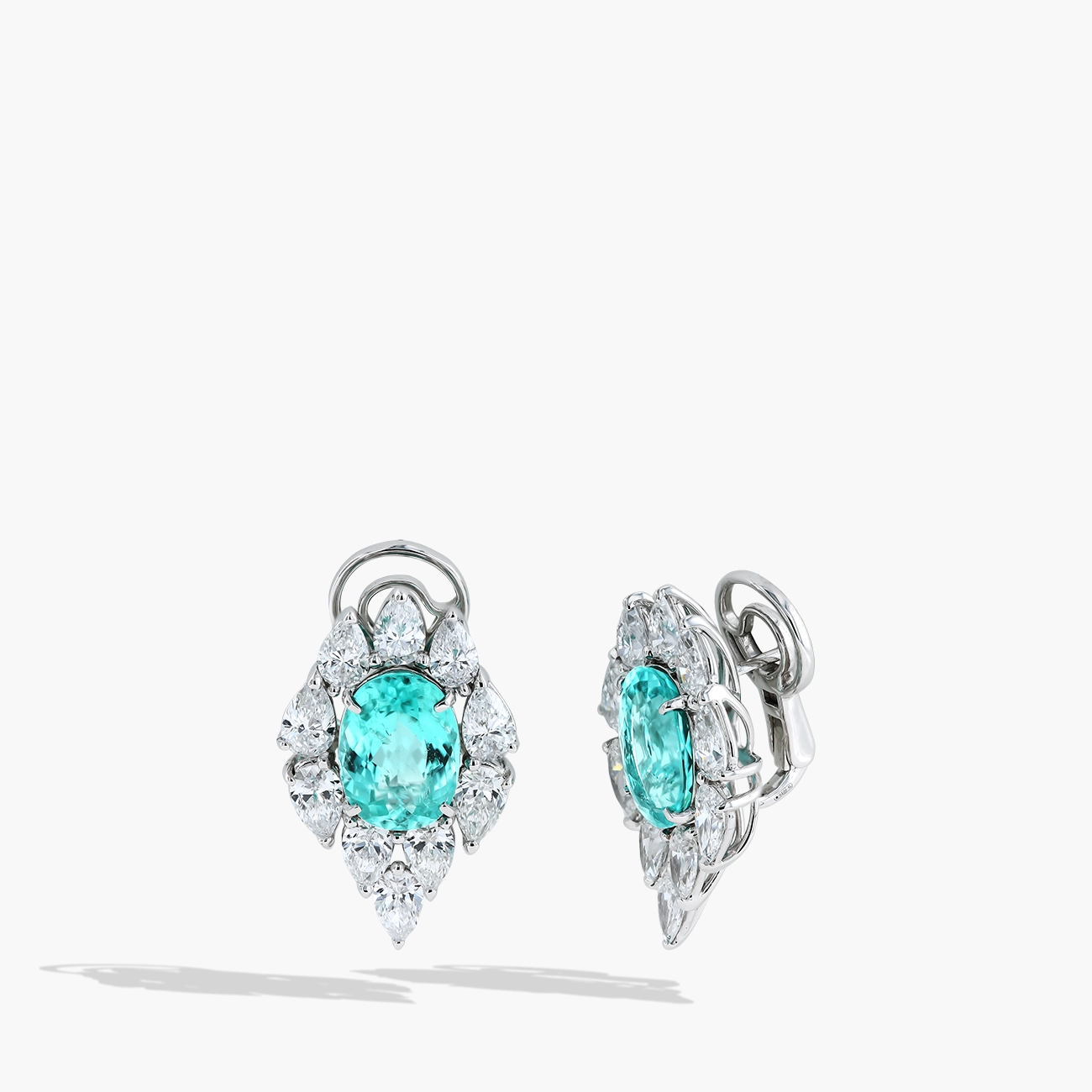 Paraiba and Diamond Halo Stud Earrings