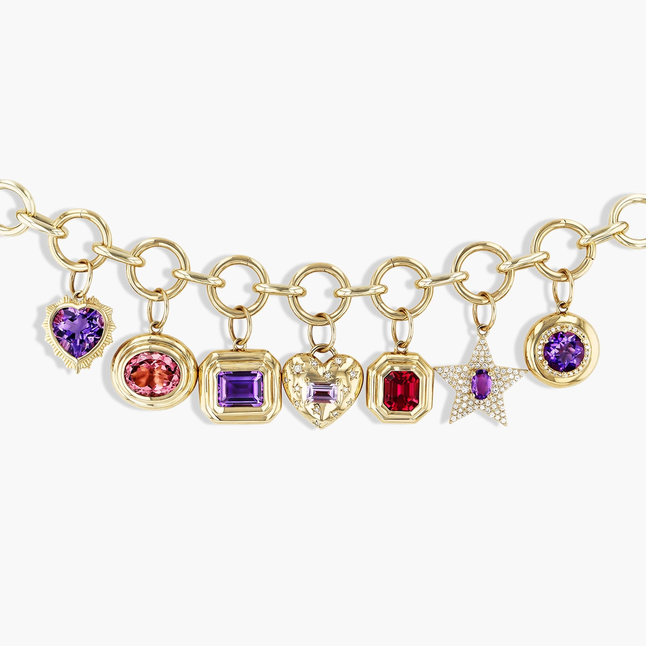 Multi-Color Sapphire Charm Necklace