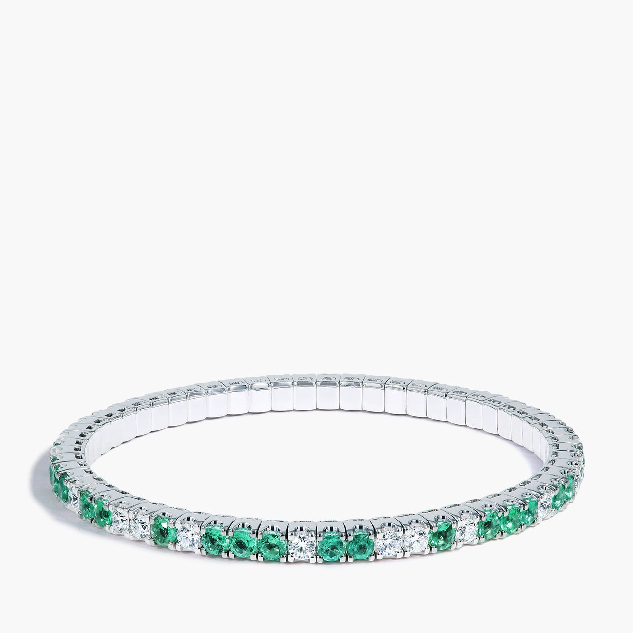 3 Carat Emerald and Diamond Stretch Bangle Bracelet