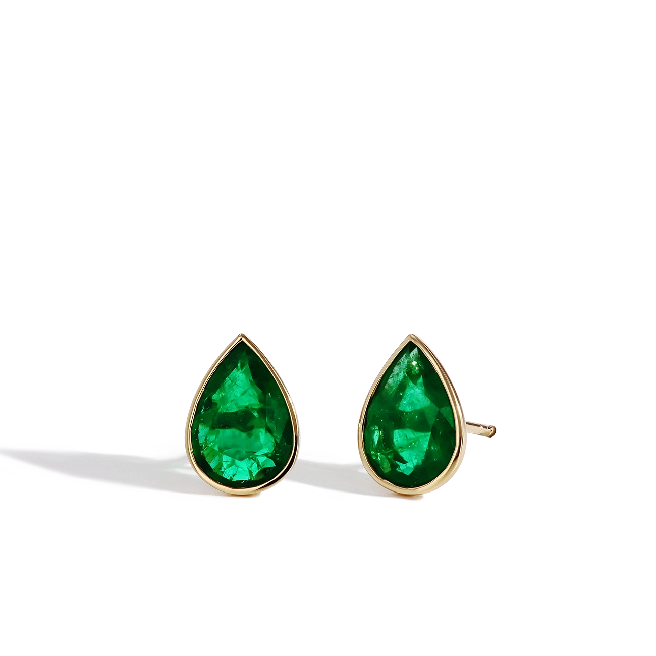 Zambian Emerald Tear Drop Stud Earrings