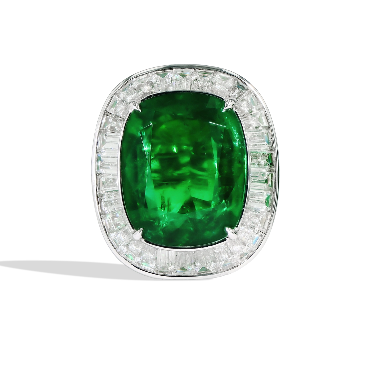 20 Carat Zambian Emerald and Diamond Halo Stud Earrings