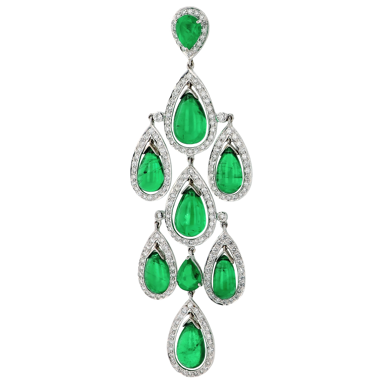 Zambian Emerald and Diamond Chandelier Drop Earrings