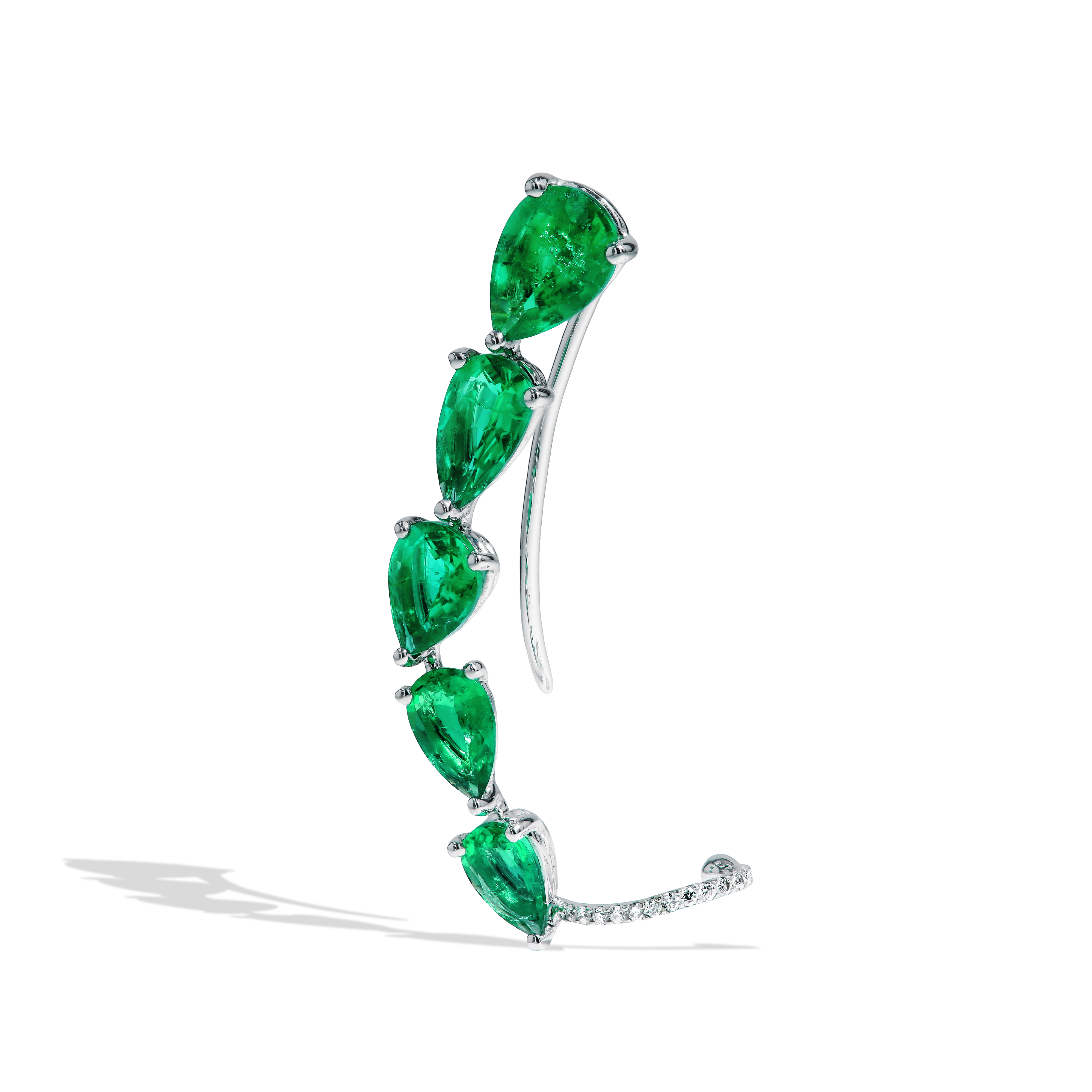 Curved Tear-Drop Emerald Ear Cuff