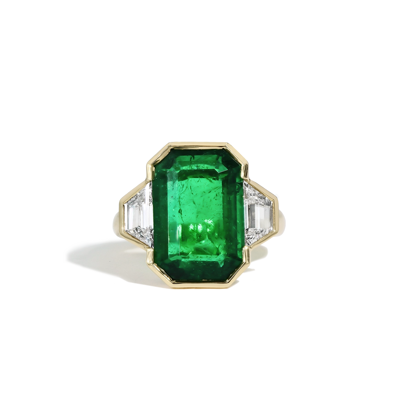 7 Carat Zambian Emerald and Diamond Side Stone Ring