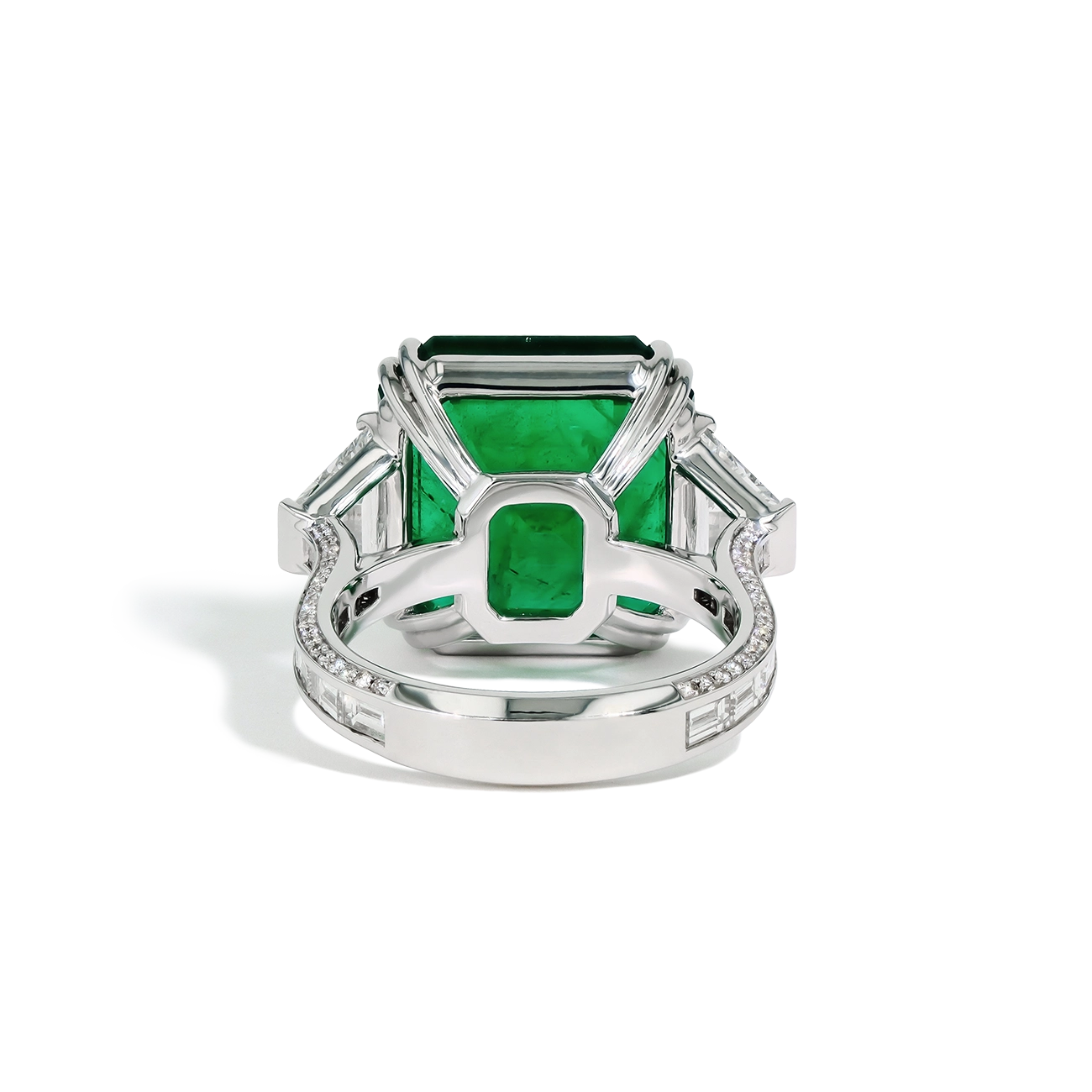 12 Carat Zambian Emerald and Diamond Side Stone Ring