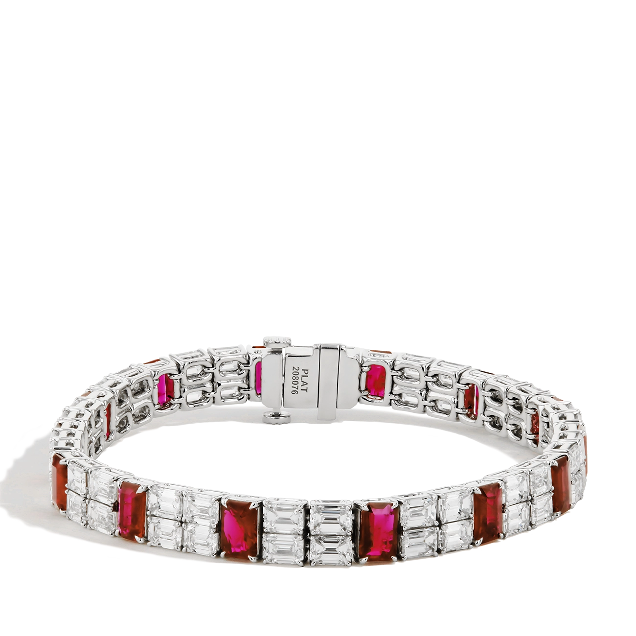 6 Carat Alternating Ruby and Diamond Bracelet