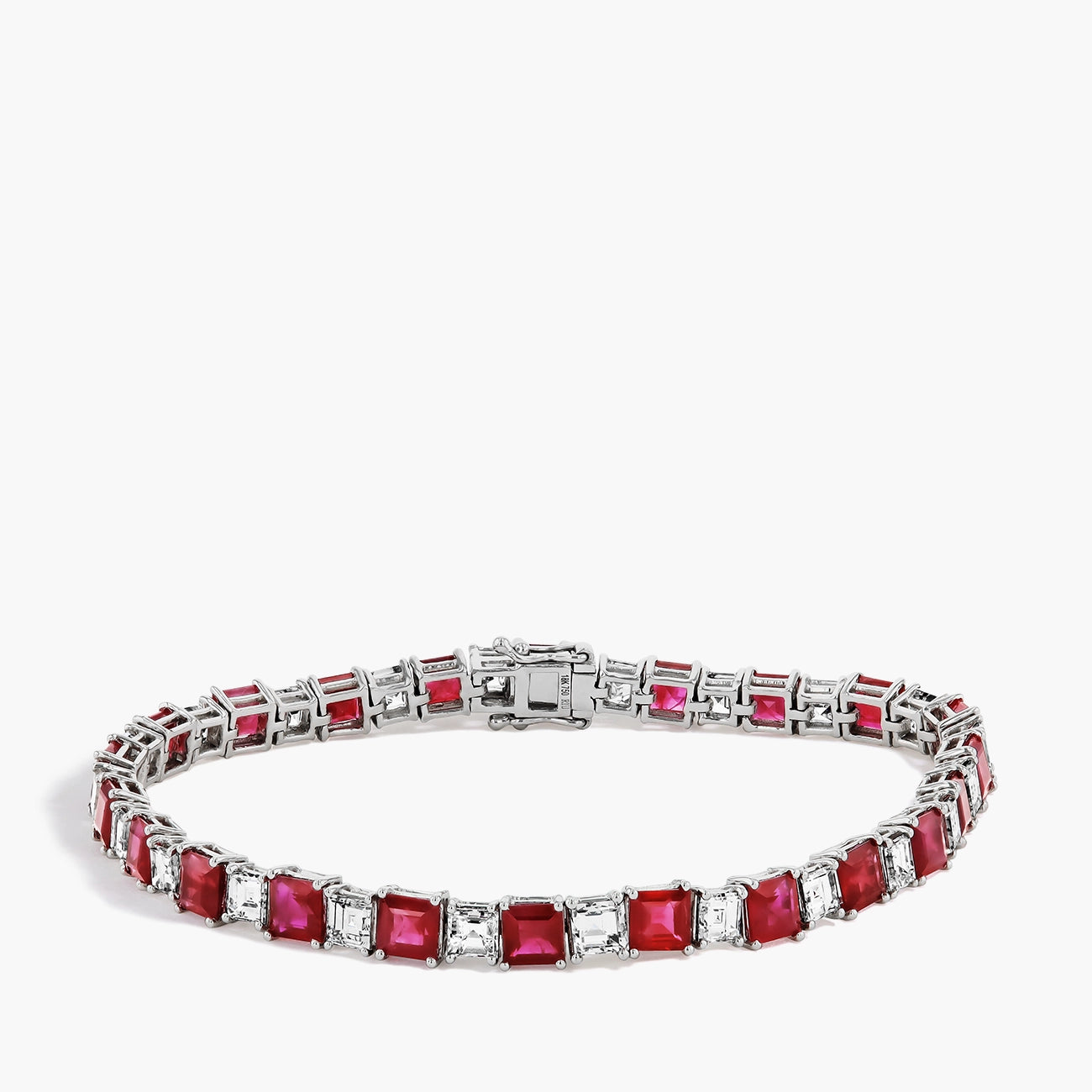 10 Carat Ruby and Diamond Carre Bracelet
