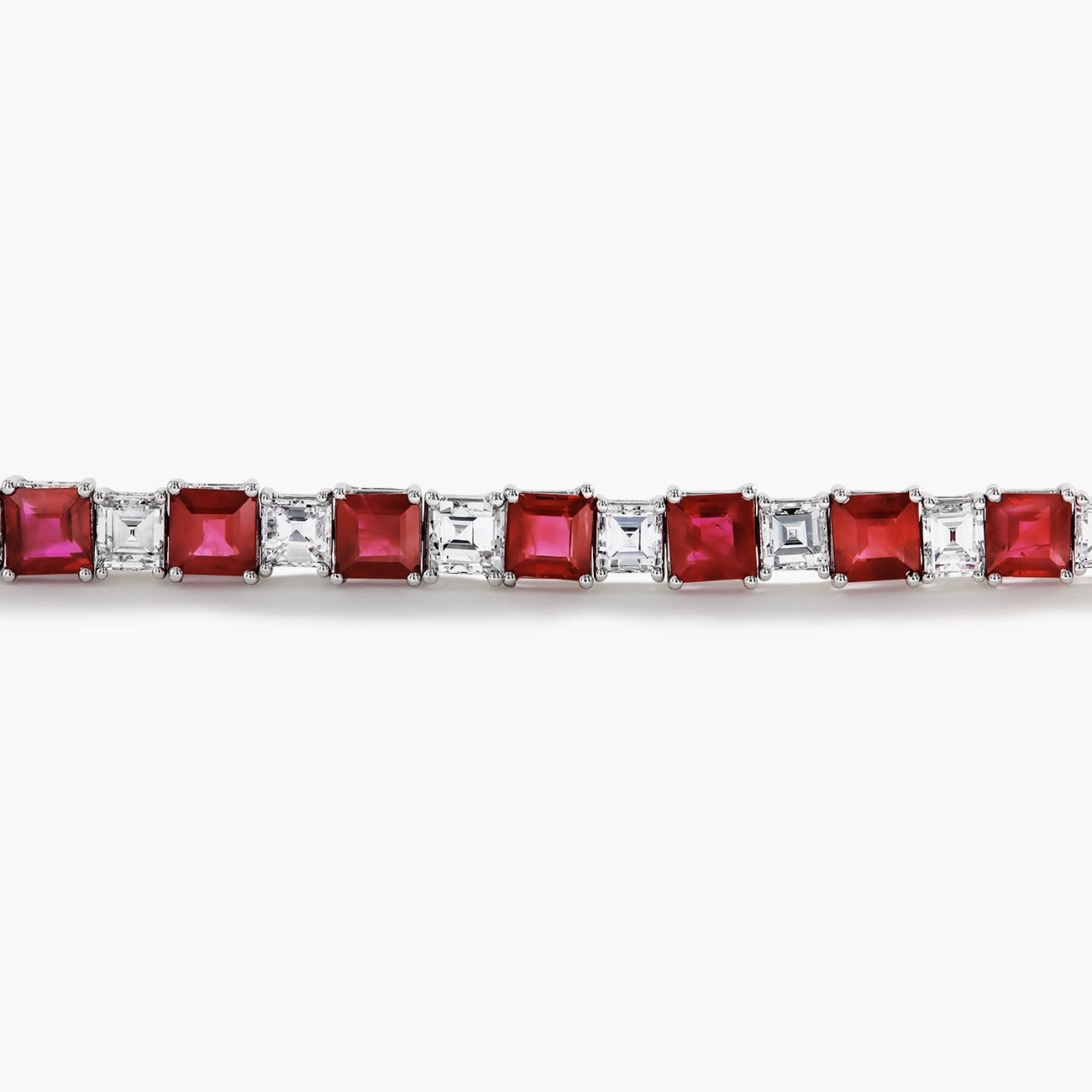 10 Carat Ruby and Diamond Carre Bracelet