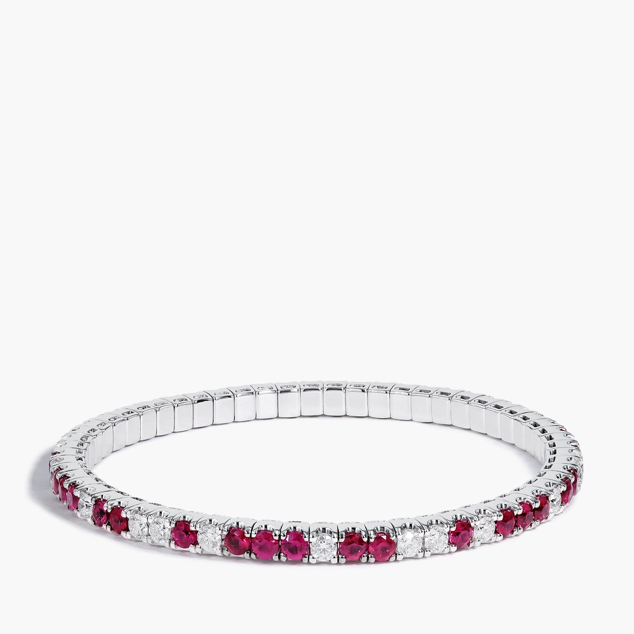 3.80 Carat Rubies and Diamonds Stretch Bangle Bracelet