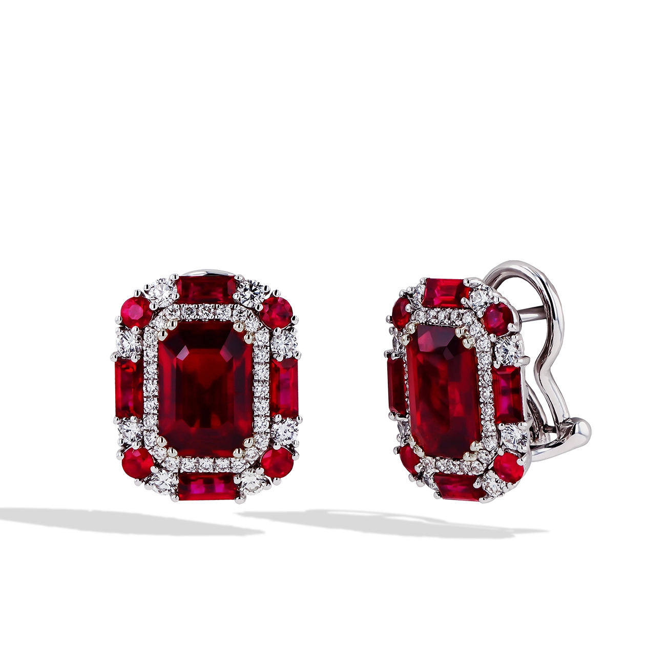 Ruby and Diamond Mozambique Stud Earrings