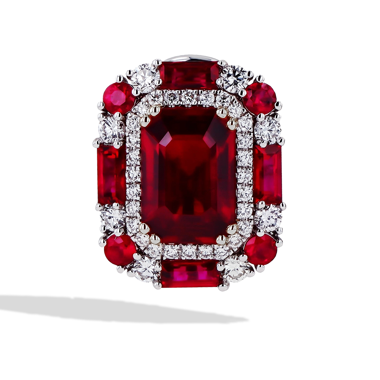 Ruby and Diamond Mozambique Stud Earrings