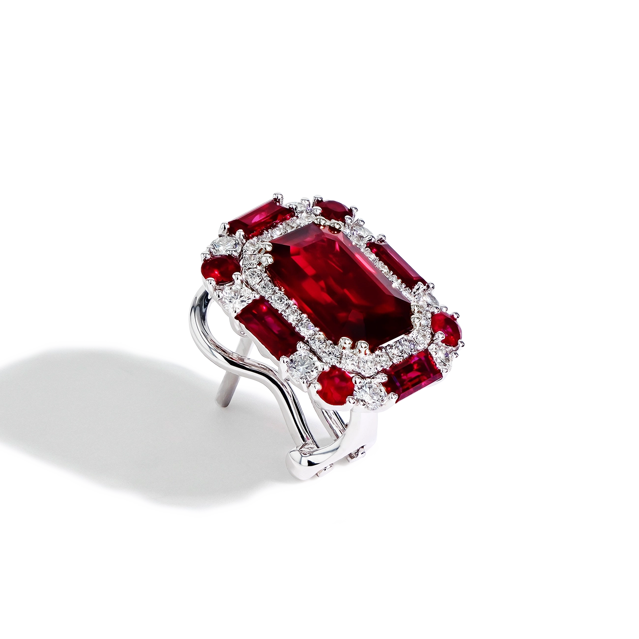 Ruby and Diamond Mozambique Stud Earrings