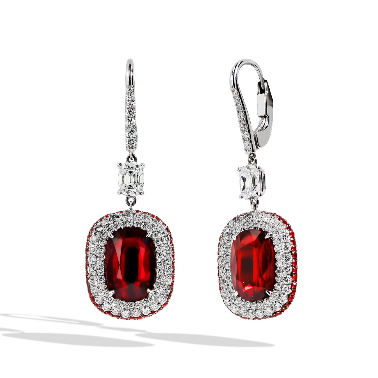 10 Carat Mozambique Ruby and Diamond Drop Earrings