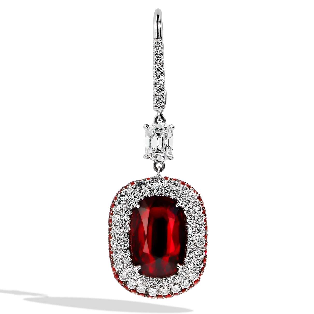 10 Carat Mozambique Ruby and Diamond Drop Earrings