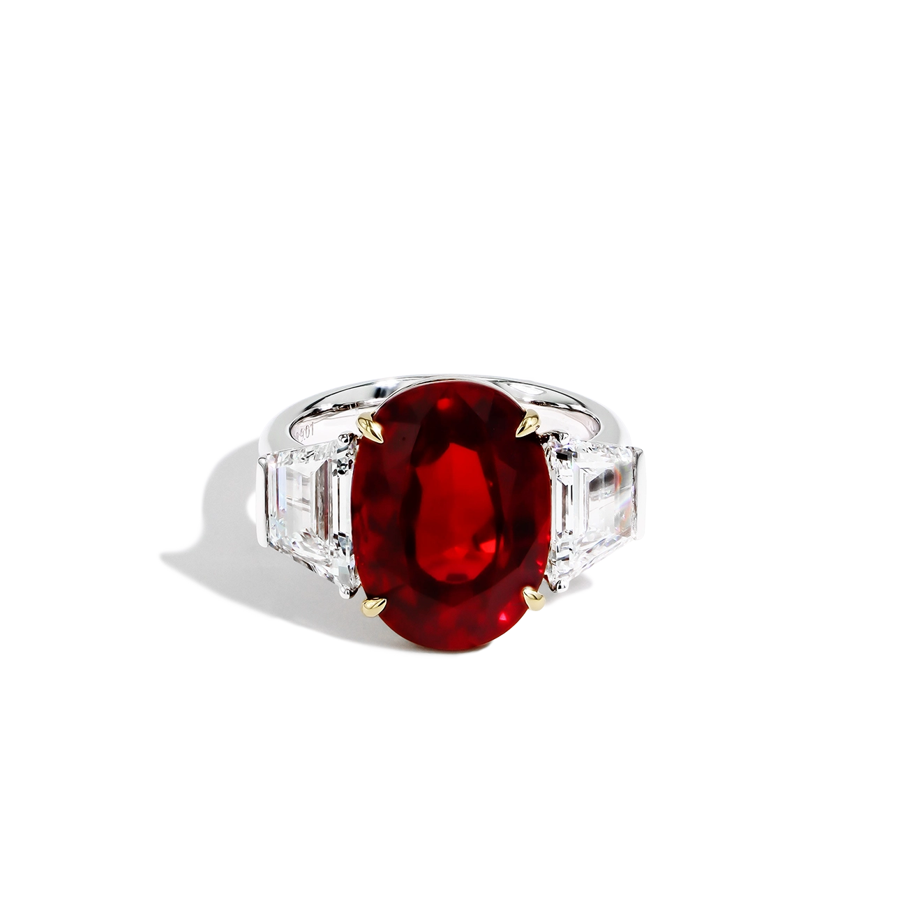 Mozambique Ruby and Diamond Side Stone Ring