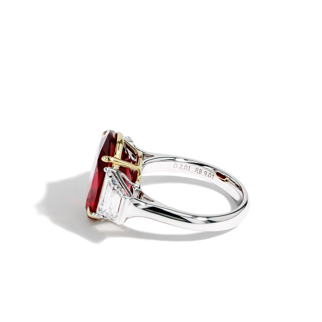 Mozambique Ruby and Diamond Side Stone Ring