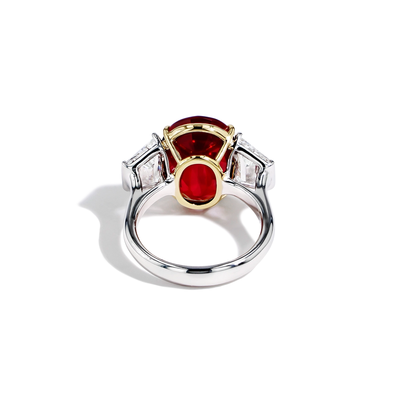 Mozambique Ruby and Diamond Side Stone Ring