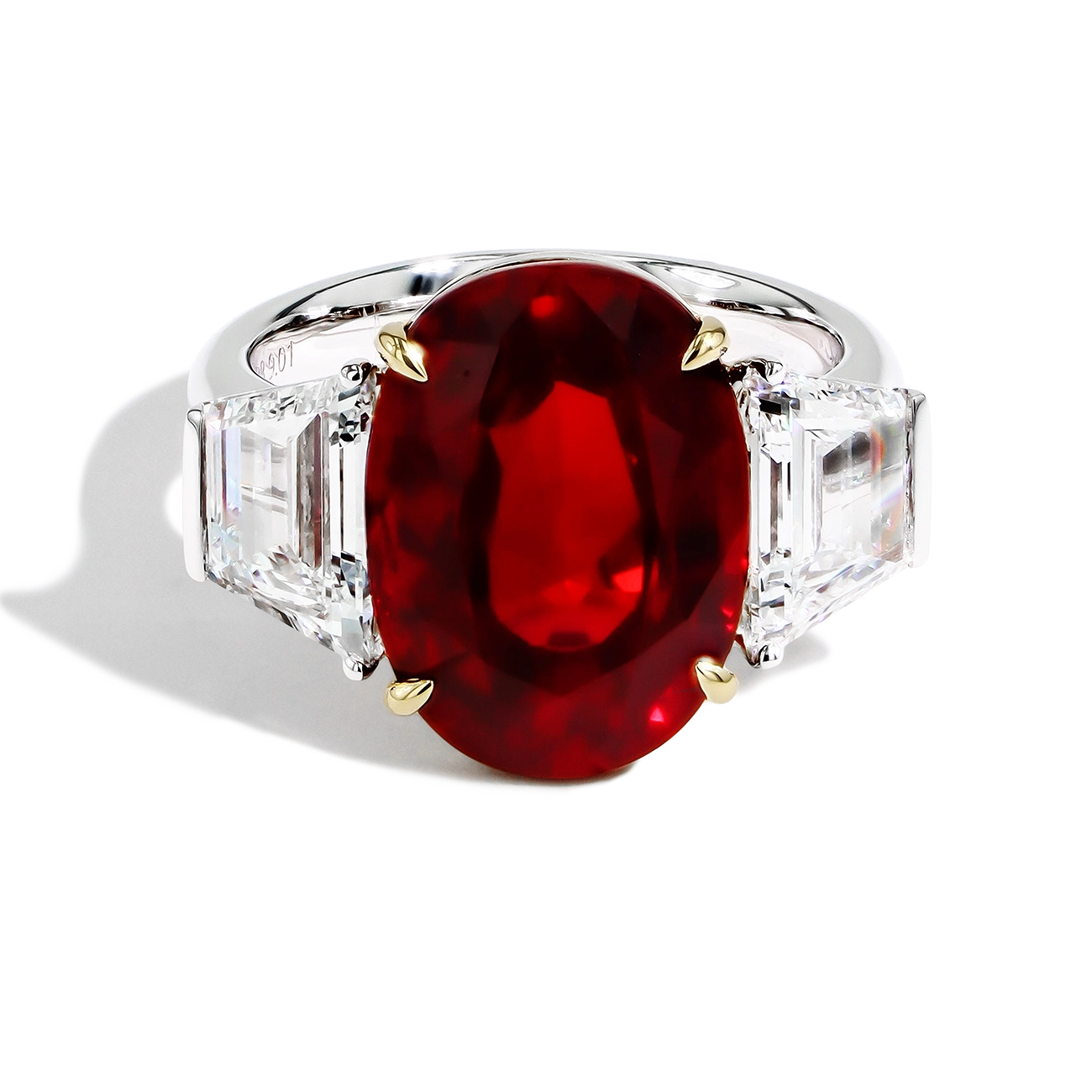 Mozambique Ruby and Diamond Side Stone Ring