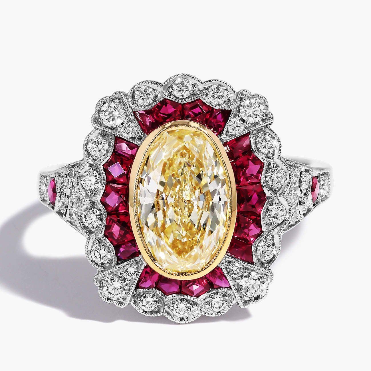 Yellow Diamond and Ruby Ring