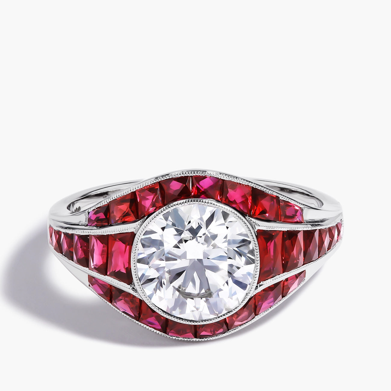 Diamond and Ruby Bezel Ring