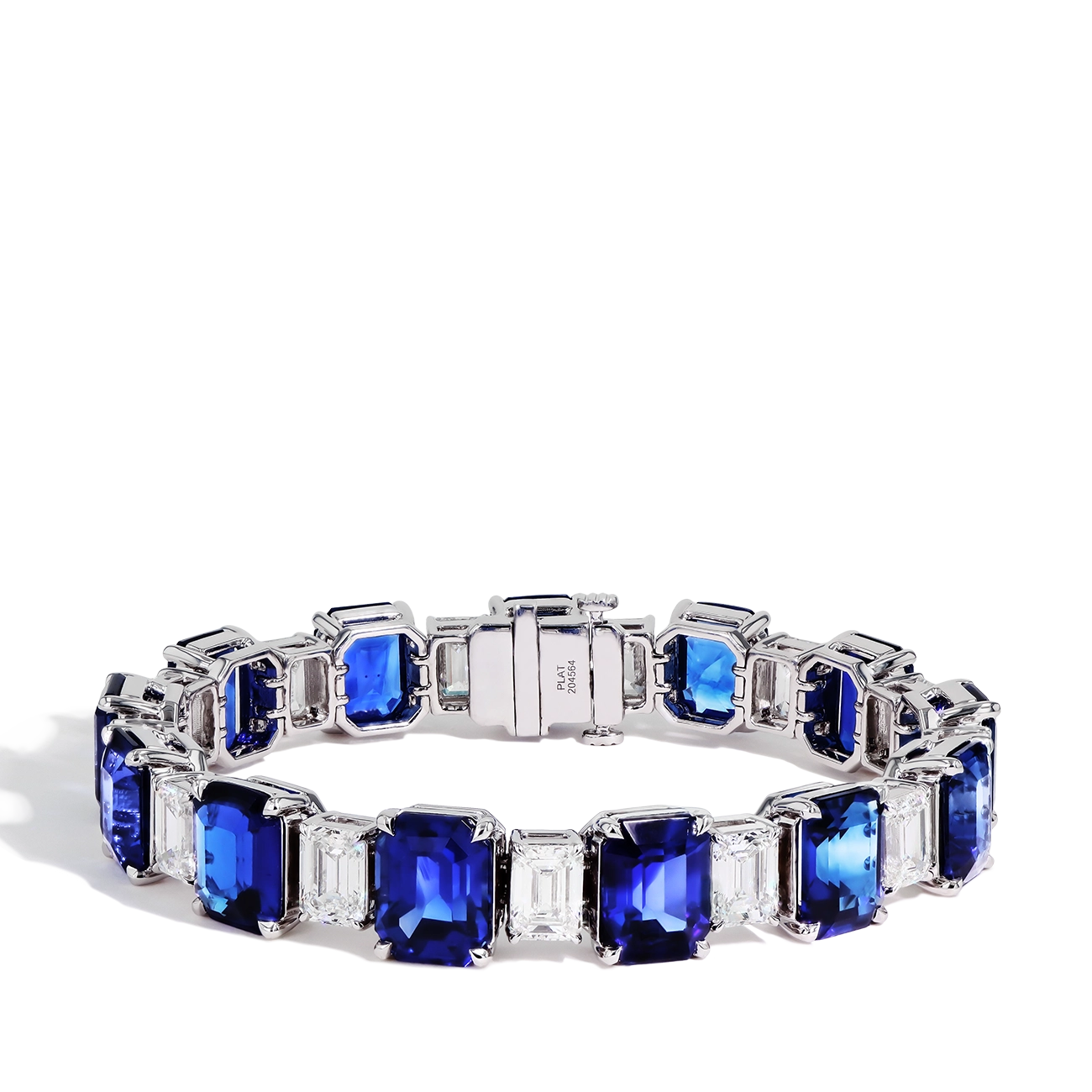 55 Carat Alternating Blue Sapphire and Diamond Bracelet