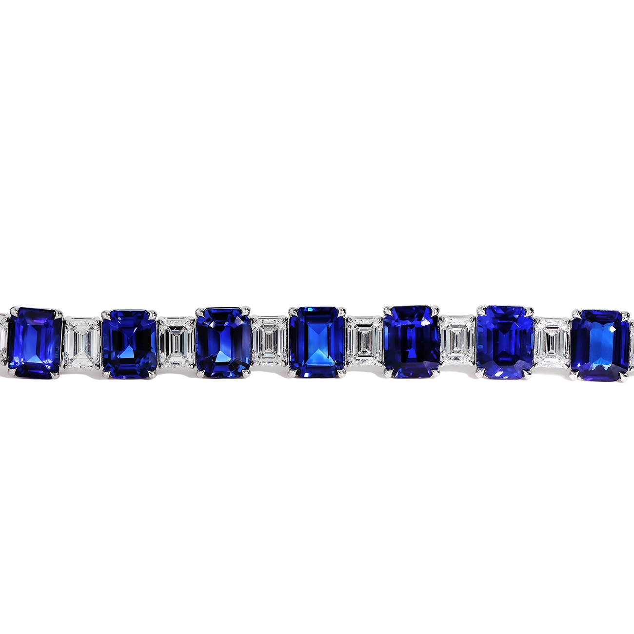 55 Carat Alternating Blue Sapphire and Diamond Bracelet