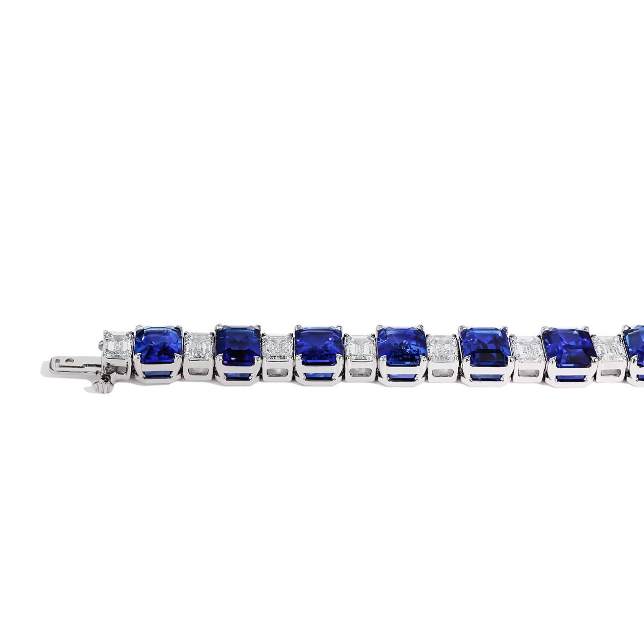 55 Carat Alternating Blue Sapphire and Diamond Bracelet