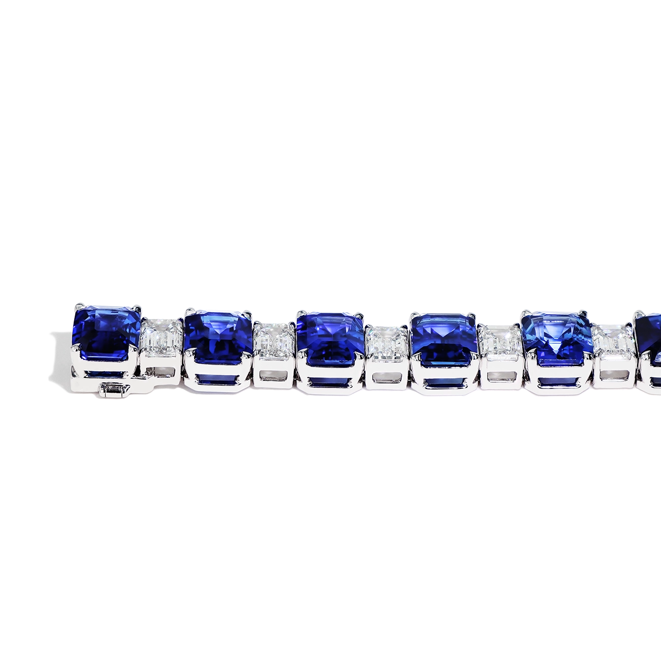 55 Carat Alternating Blue Sapphire and Diamond Bracelet