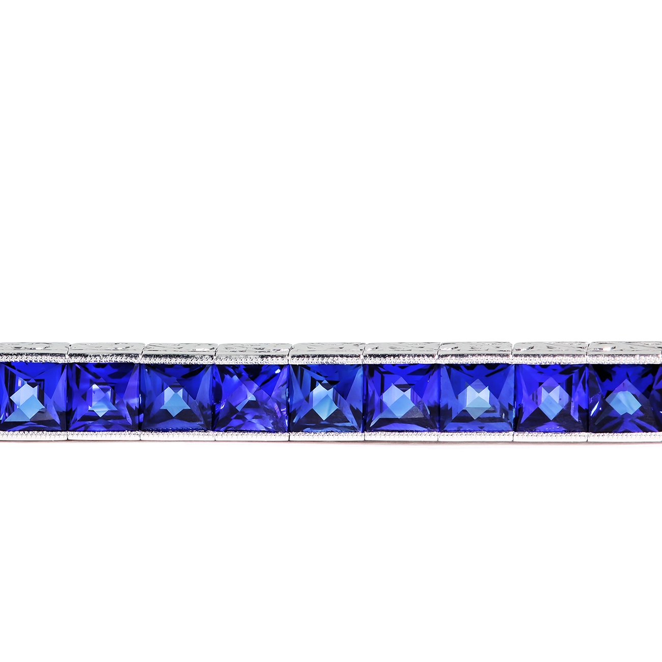 Platinum French-Cut Blue Sapphire Bracelet