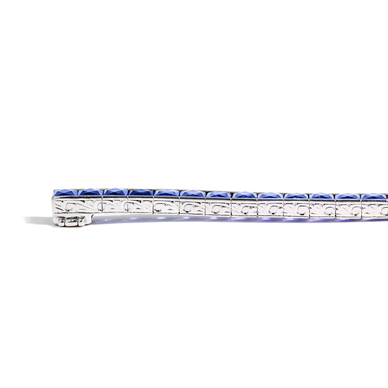 Platinum French-Cut Blue Sapphire Bracelet