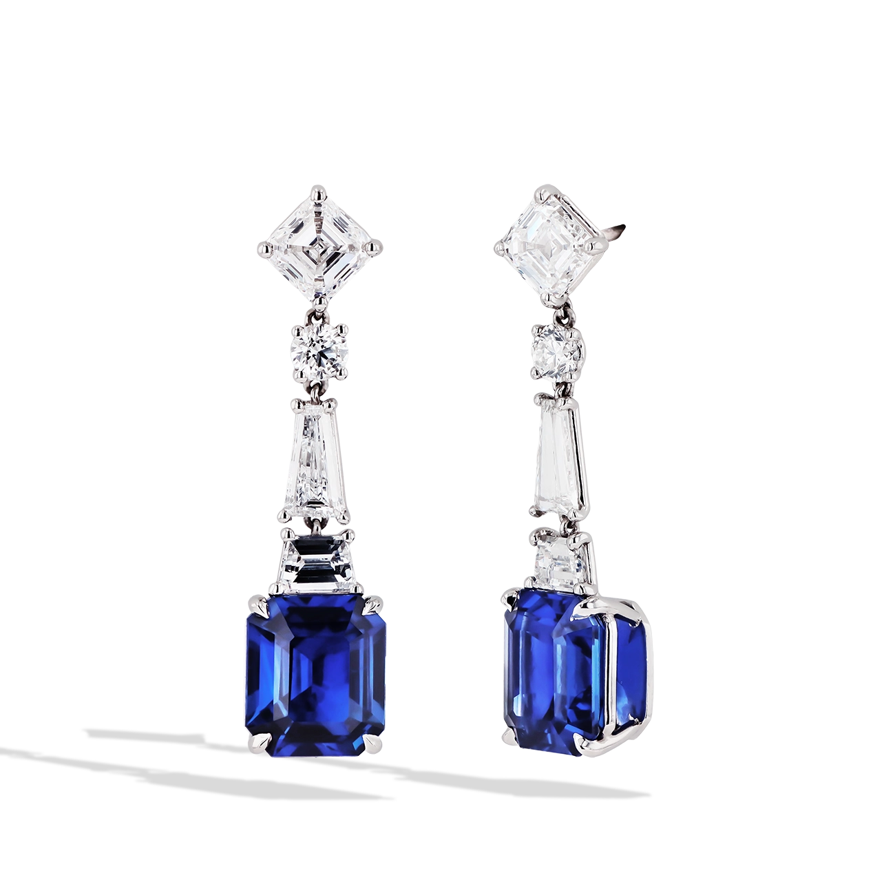 Blue Sapphire and Diamond Drop Earrings