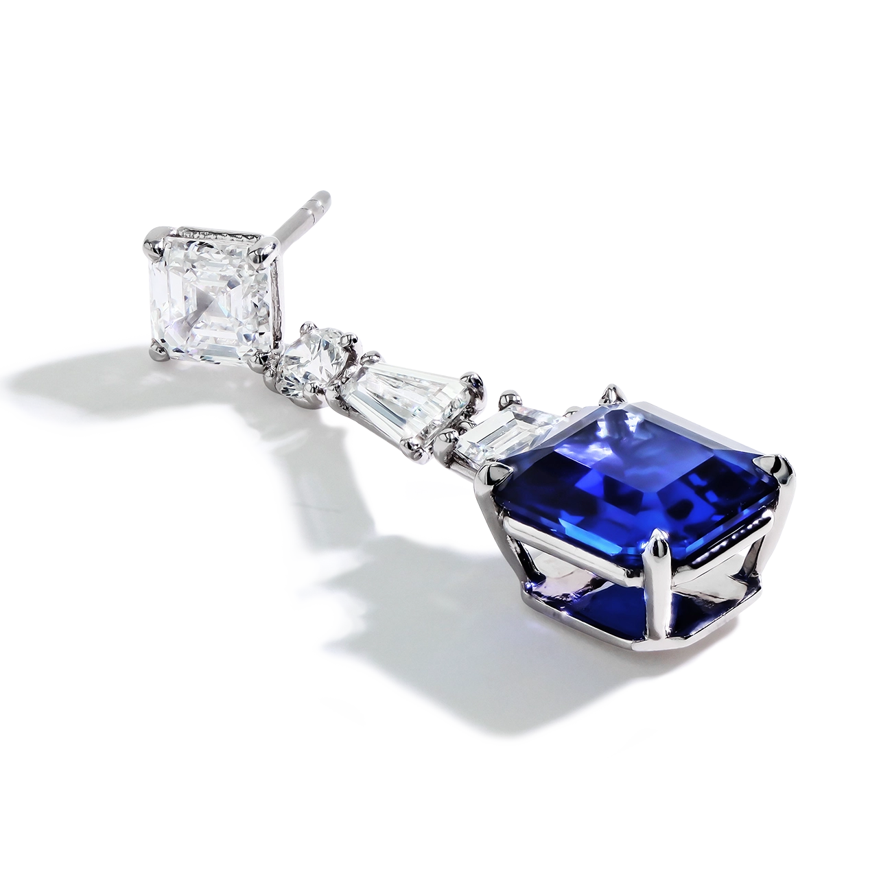 Blue Sapphire and Diamond Drop Earrings