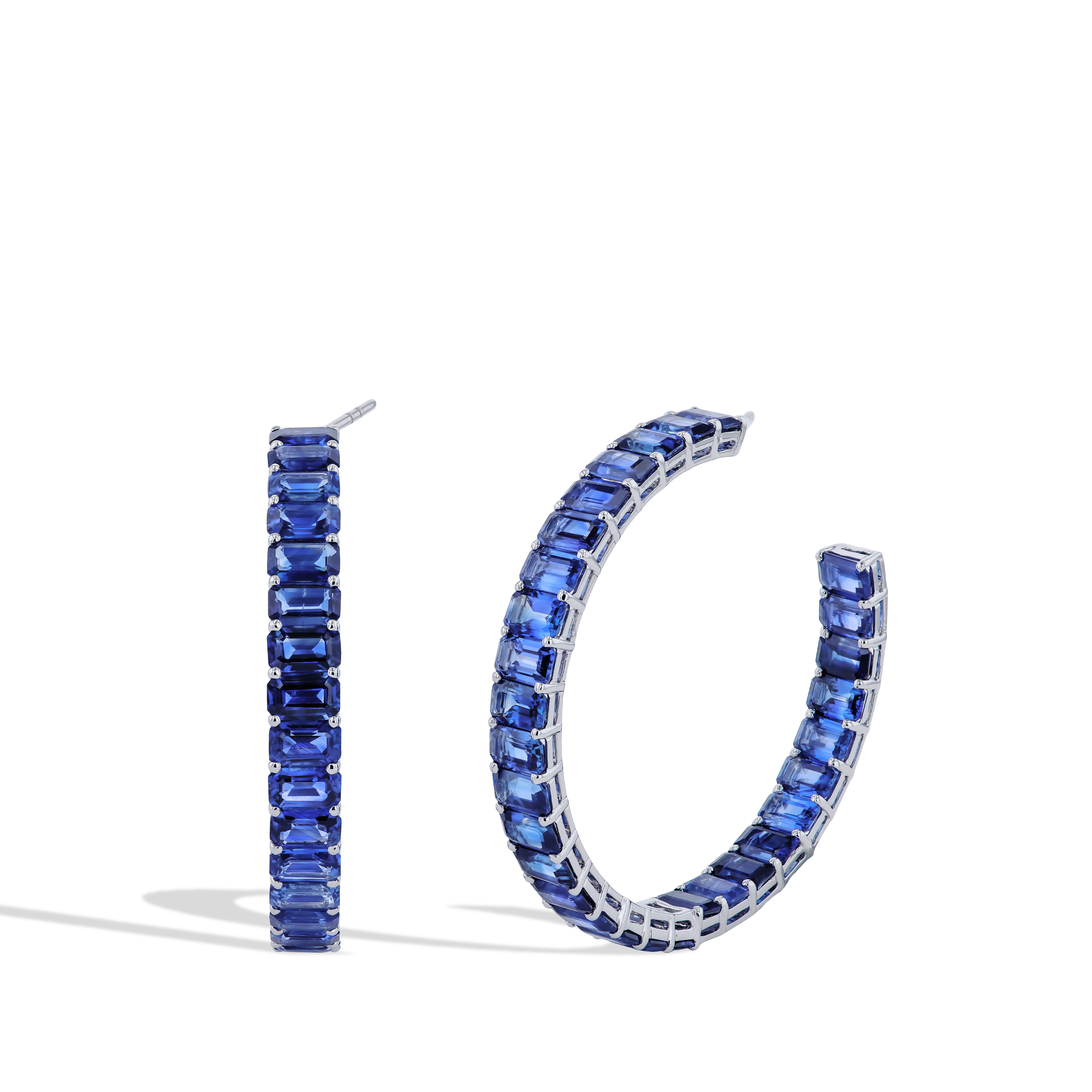 27 Carat Blue Sapphire Inside Out Hoop Earrings