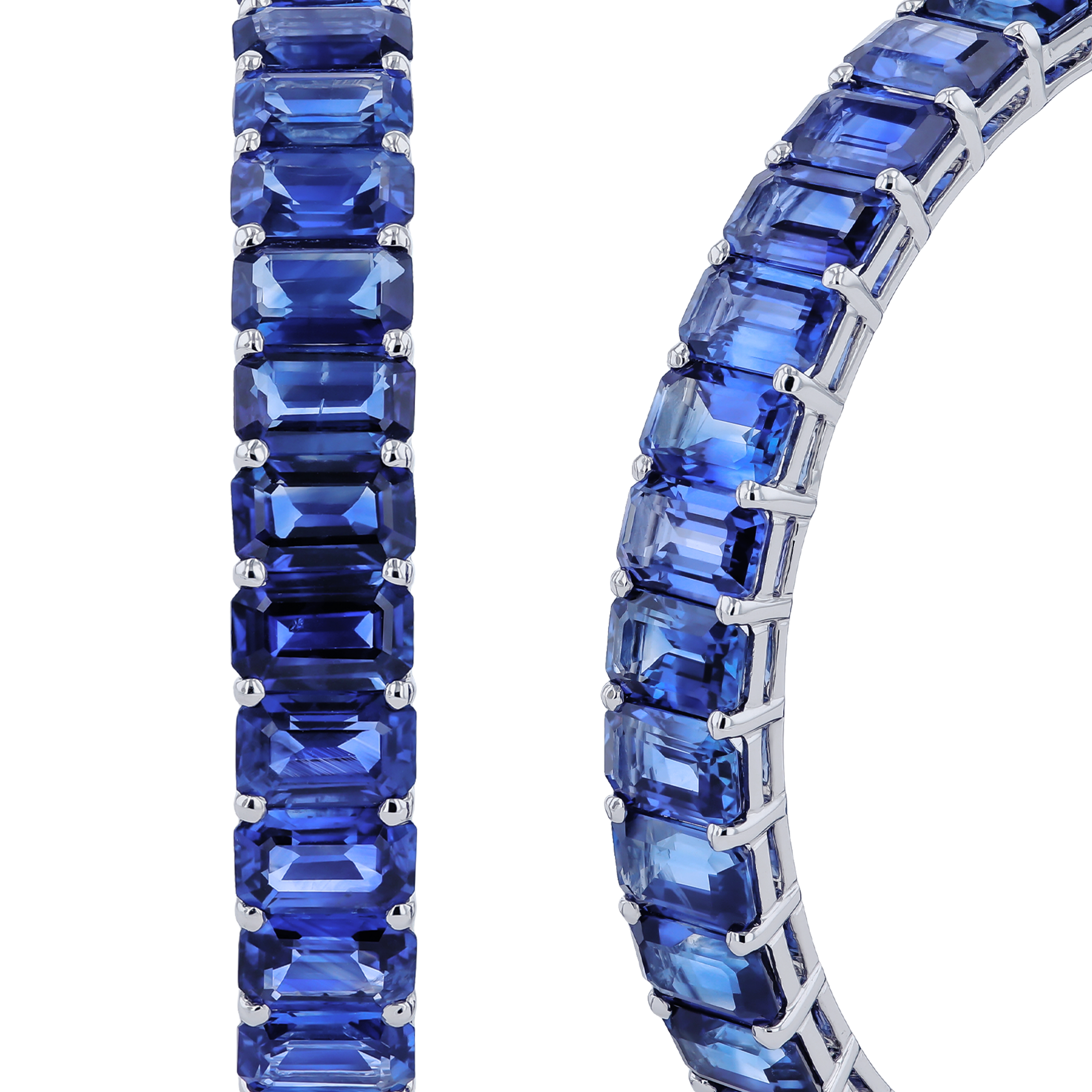 27 Carat Blue Sapphire Inside Out Hoop Earrings