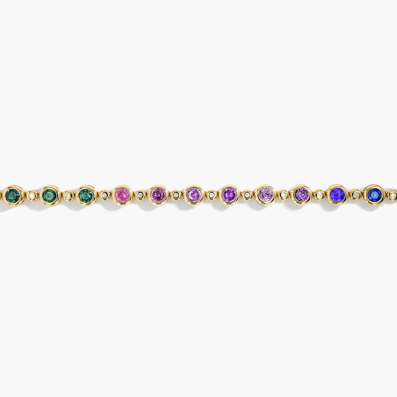 Multi-Color Sapphire and Diamond Bezel Bubble Necklace