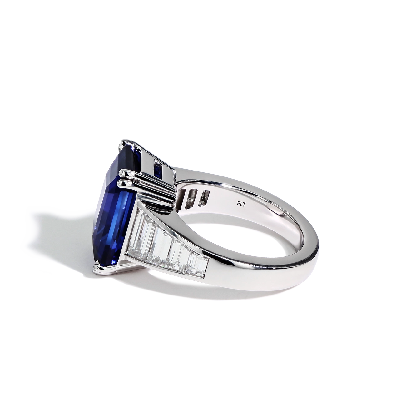 Blue Sapphire and Diamond Side Stone Ring