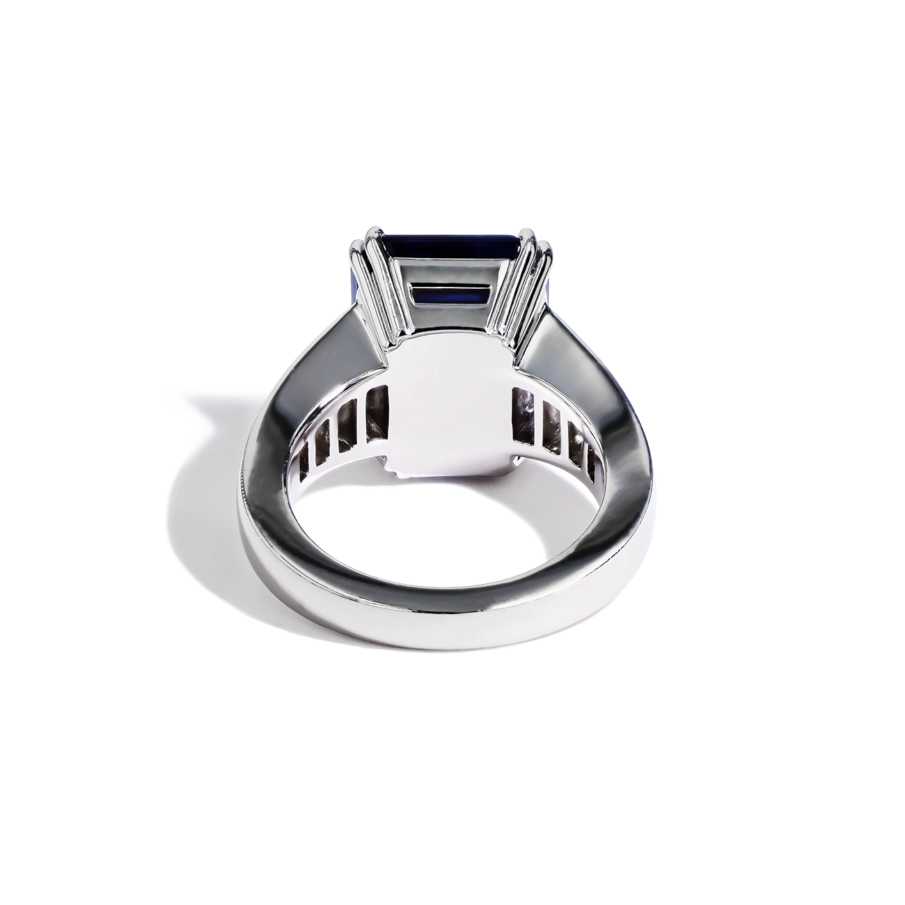 Blue Sapphire and Diamond Side Stone Ring
