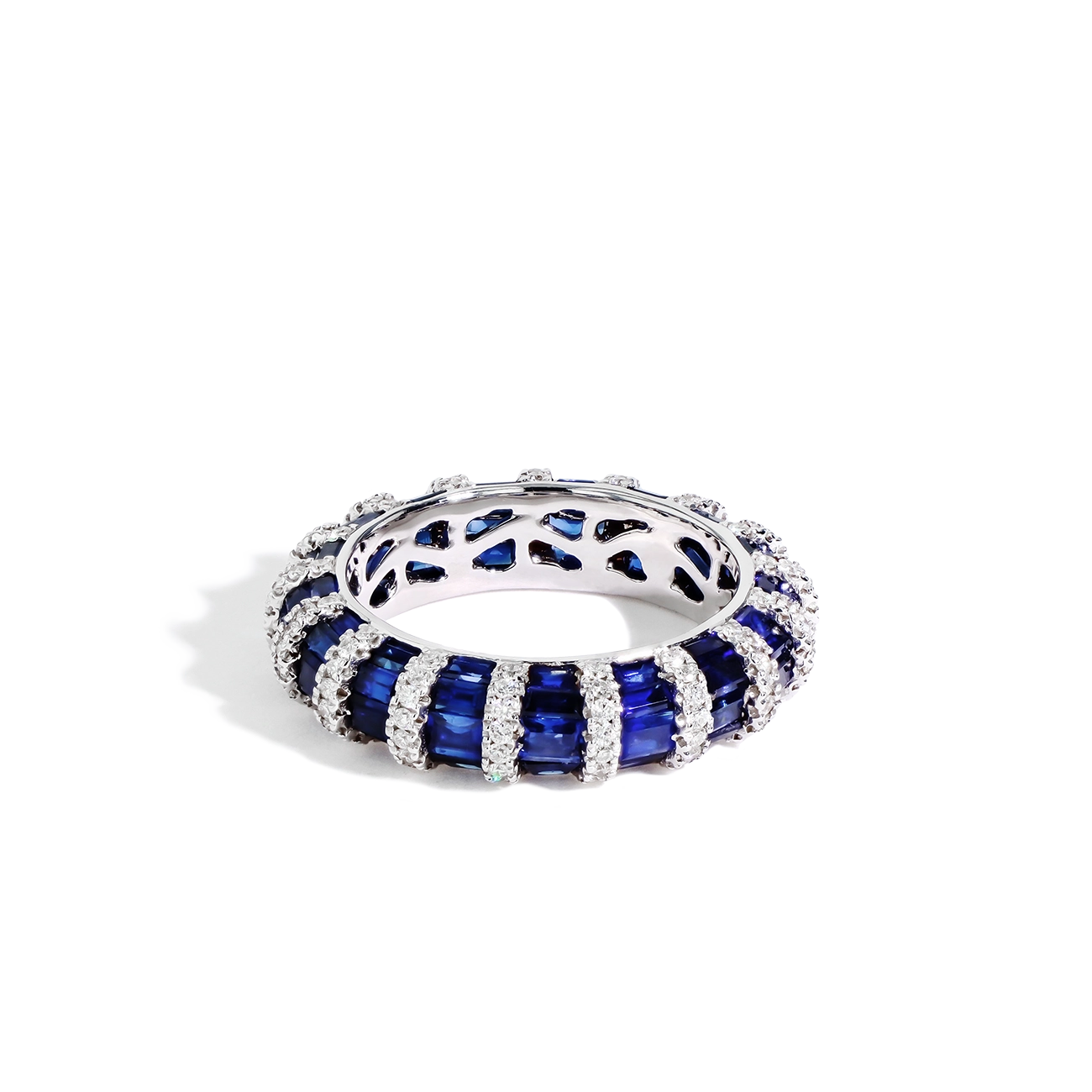 Blue Sapphire and Diamond Eternity Band