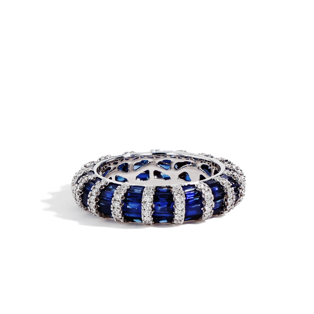Blue Sapphire and Diamond Eternity Band