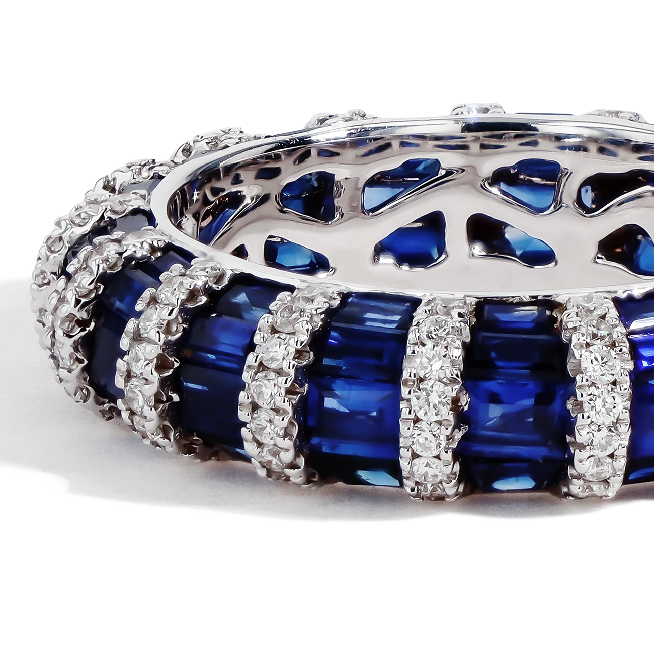 Blue Sapphire and Diamond Eternity Band