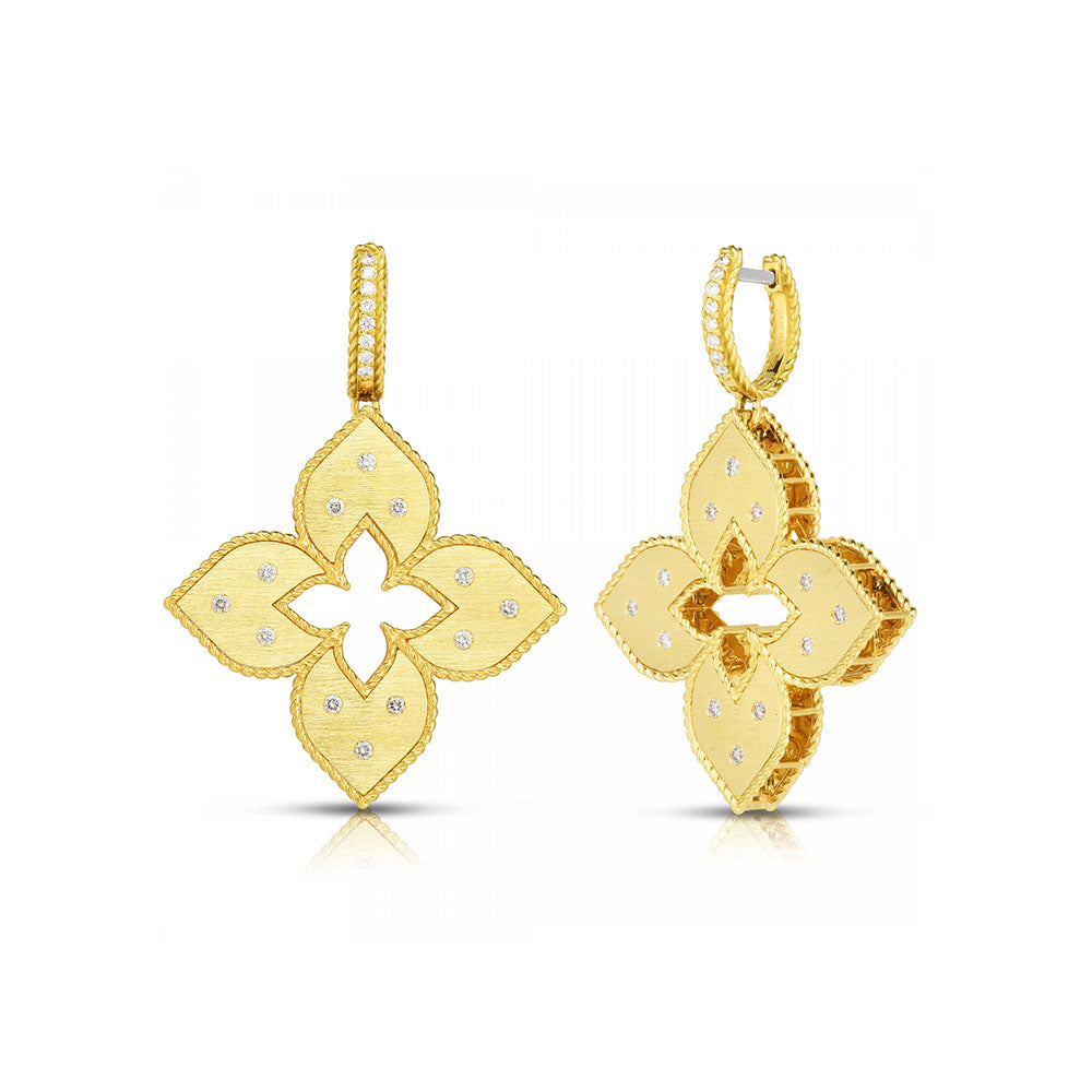 Roberto Coin Venetian Princess Flower Diamond Drop Earrings