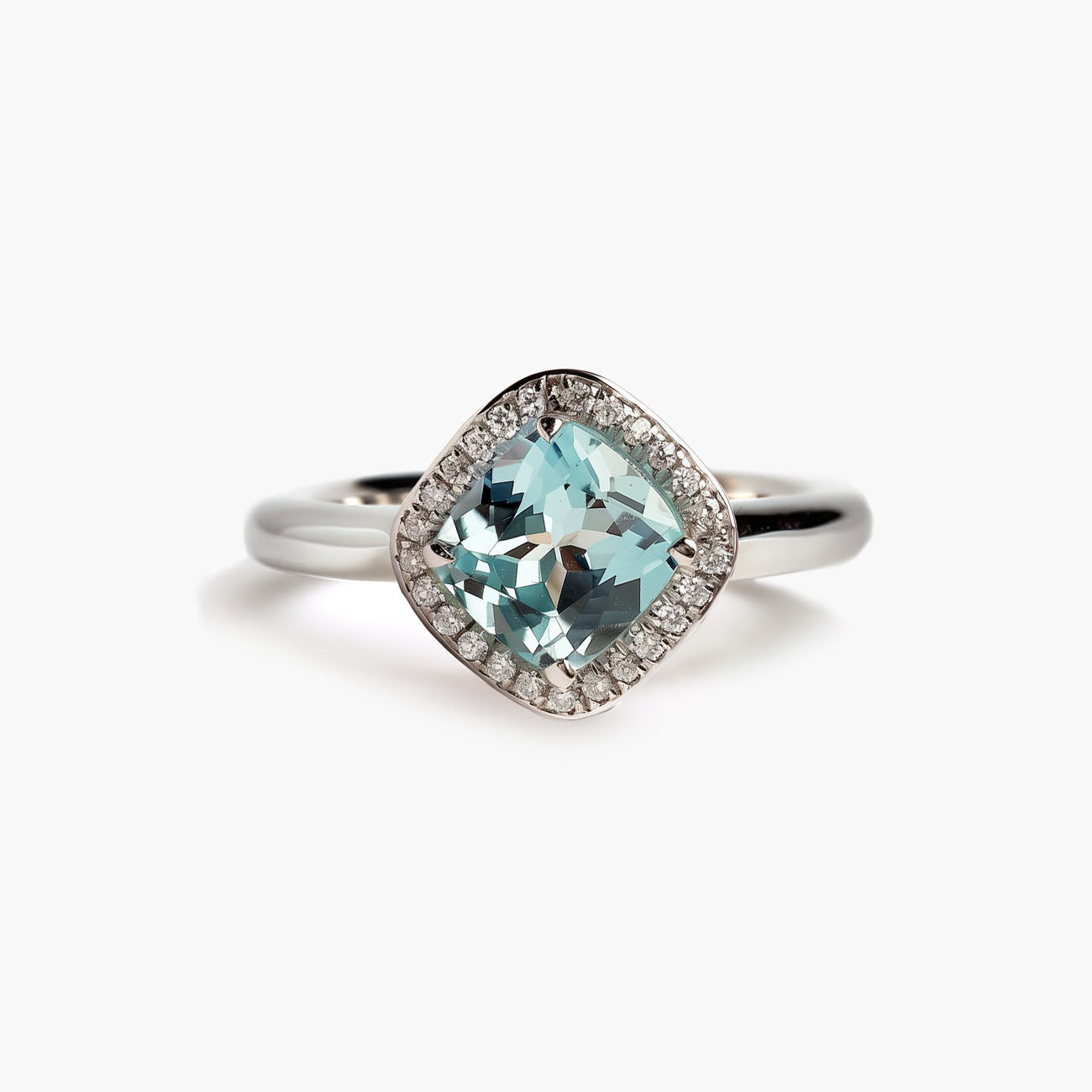 Private Label Aquamarine Cushion Cut Compass Cocktail Ring
